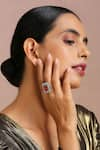 Shop_SWABHIMANN_Red Ruby Embellished Ring _Online_at_Aza_Fashions