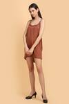 Shop_Label Ivish_Brown Silk Scoop Neck Slip Dress _Online_at_Aza_Fashions