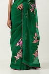 Shop_Label Earthen_Green Organza Silk Embroidered Floral Harit Sundari Saree With Blouse _Online_at_Aza_Fashions