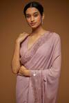 Shop_Neeta Lulla_Purple Chiffon Sequin Coin V Neck Embellished Border Saree With Blouse_Online_at_Aza_Fashions