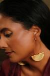 Shop_Ishhaara_Gold Plated Taco Shaped Dangler Earrings _Online_at_Aza_Fashions