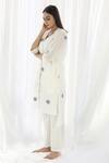 Shop_Khat_White Handloom , Collared Polka Pattern Shirt Kurta And Pant Set _Online_at_Aza_Fashions