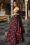 Shop_Neha Khullar_Black Net Hand Embroidered Sequin And Coin Work Geometric Print Lehenga Set _Online_at_Aza_Fashions