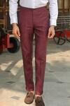 Shop_Raw & Rustic by Niti Bothra_Wine 40 Lea Solid Handcrafted Straight Pant _Online_at_Aza_Fashions