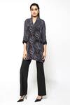 Shop_Anmol Kakad_Black Crepe Silk Strobe Damask Floral Pattern Shirt_Online_at_Aza_Fashions