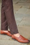 Shop_Raw & Rustic by Niti Bothra_Brown 40 Lea Solid Handcrafted Straight Pant _Online_at_Aza_Fashions