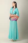 Shop_Limerick by Abirr N' Nanki_Blue Georgette Plain Ela Flared Pant  _Online_at_Aza_Fashions