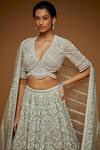 Shop_Neeta Lulla_Silver Organza And Tulle Embroidery Resham & Pearl Leaf Asmi Bridal Lehenga Set _Online_at_Aza_Fashions