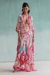 Buy Limerick By Abirr N' Nanki Multi Color Crepe Plunge Neck Danya Paisley And Peacock Print Kaftan Online at Aza Fashions Buy_Limerick By Abirr N' Nanki_Multi Color Crepe Plunge Neck Danya Paisley And Peacock Print Kaftan _Online_at_Aza_Fashions