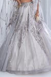 Dolly J_Silver Organza Embellished Sequins Elaheh Bridal Lehenga And Cape Set _Online_at_Aza_Fashions