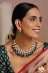Shop_Swabhimann_Green Pearls, Diamonds Kundan Embellished Necklace Set _Online_at_Aza_Fashions