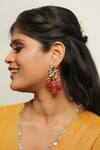 Ishhaara_Pink Pearls, Stones Flower Shaped Earrings _at_Aza_Fashions