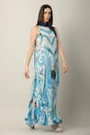 Buy_Limerick By Abirr N' Nanki_Multi Color Organza, Crepe Halter Neck Inez Statement Print Maxi Dress _Online_at_Aza_Fashions