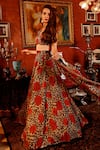 Shop_SANAM_Multi Color Organza Printed And Hand Embroidered Mirabelle & Leopard Lehenga Set _Online_at_Aza_Fashions