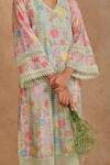Shop_Ekavira_Pink Chanderi Printed Floral V Neck Kurta Set _Online_at_Aza_Fashions