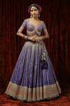 Buy_SHIKHAR SHARMA_Purple Lehenga And Blouse Cotton Shimmer Chanderi Orchid Bridal Set _Online_at_Aza_Fashions