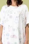 Shop_Doodlage_White Cotton Embroidery Round Neck Cloudwalker Abstract Oversized Kaftan Dress _Online_at_Aza_Fashions