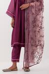 Buy_Amisha Kothari_Wine Chanderi , Organza Embroidery Baghban Pintuck Bodice Kurta Set _Online_at_Aza_Fashions