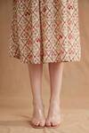 Buy_Nikasha_Red Viscose Embroidery Keyhole Neck Mughal And Floral Print Dress _Online_at_Aza_Fashions