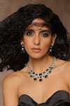 Shop_Swabhimann_Green Crystals Zirconia Embellished Necklace Set _Online_at_Aza_Fashions
