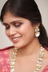 Shop_Ishhaara_Gold Plated Pearl Marble Effect Necklace Set_Online_at_Aza_Fashions