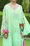 Shop_Shilpi Gupta_Green Viscose Crepe Printed Floral V Neck Dress  _Online_at_Aza_Fashions