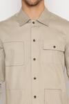 Shop_Lacquer Embassy_Beige 100% Cotton Harcourt Flap Pocket Shirt _Online_at_Aza_Fashions