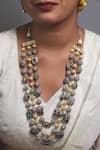 Shop_Ishhaara_Gold Plated Shell Pearls Layered Victorian Necklace Set _Online_at_Aza_Fashions