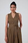 Buy The Summer House Brown Handwoven Cotton Enzo Cropped Jumpsuit