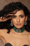 Shop_Swabhimann_Green Diamonds, Stones Kundan And Bead Embellished Necklace Set _Online_at_Aza_Fashions