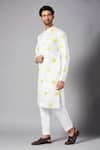 Buy_Hilo Design_White Linen Satin Embroidery Leaf Mogra Kurta Set _Online_at_Aza_Fashions