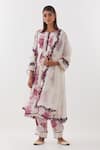 Shop_Amisha Kothari_Ivory Cotton, Organza, Piping, Nishat Printed Floral Kurta Set _Online_at_Aza_Fashions