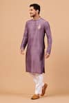 Buy Hilo Design Purple Cotton, Silk, Lycra Embroidery Inara Mandarin Collar Kurta Set Online at Aza Fashions Buy_Hilo Design_Purple Cotton, Silk, Lycra Embroidery Inara Mandarin Collar Kurta Set _Online_at_Aza_Fashions