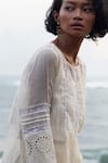 Shop_Baju_Ivory Chanderi Cotton Silk Hollis Lace Work Dress_Online_at_Aza_Fashions