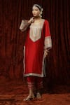 Shikhar Sharma Red Silk, Georgette, Chanderi Pearls, Gota Patti, Embroidered Kurta Pant Set at Aza Fashions Shikhar Sharma_Red Silk, Georgette, Chanderi Pearls, Gota Patti, Embroidered Kurta Pant Set _at_Aza_Fashions