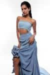 Shop_Deme By Gabriella_Blue Denim Square Neck Tube Gown _Online_at_Aza_Fashions