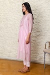 Shop_TATWA_Pink Kurta Handloom Chanderi Embroidery Resham Zari And Pant Set  _Online_at_Aza_Fashions