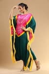 Shop_Etasha by Asha Jain_Yellow Gajji Silk Bandhani Round Thread Tassel Pattern Kaftan _Online_at_Aza_Fashions