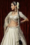 Buy_SHIKHAR SHARMA_Silver Lehenga Cotton Simmer Chanderi Embroidered Chandni And Dori Bridal Set _Online_at_Aza_Fashions