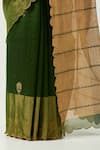 Shop_Label Earthen_Green Chanderi Silk Embroidered V Neck Hina Woven Saree With Blouse _Online_at_Aza_Fashions