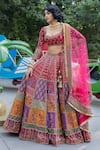 Shop_Irrau by Samir Mantri_Multi Color Georgette Hand Embroidered And Printed Panelled Bridal Lehenga Set_Online_at_Aza_Fashions