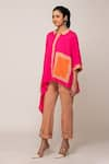 Buy_Ekavira_Pink Modal And Champa Color Block Shirt & Dahlia Brown Pant Set _Online_at_Aza_Fashions