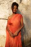 Shop_Zwaan_Orange Satin Plain Solid Pant_Online_at_Aza_Fashions