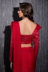 Shop_SHILPI GUPTA_Red Organza, Satin Beads, Embroidered Pre-draped Saree With Blouse _Online_at_Aza_Fashions
