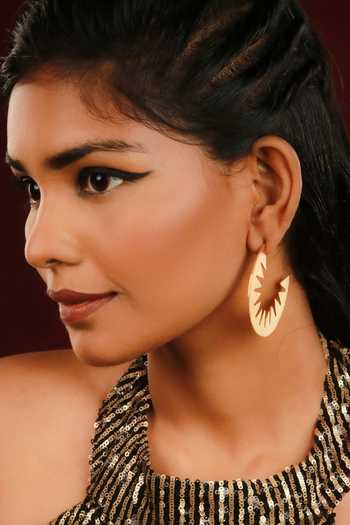 Shop_Ishhaara_Gold Plated Sunrays Cut Work Earrings _Online_at_Aza_Fashions