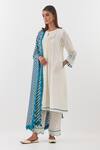 Shop_Amisha Kothari_Ivory Chanderi , Organza Kusum Straight Kurta Set With Contrast Dupatta _Online_at_Aza_Fashions