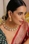 Swabhimann_Gold Plated Diamonds, Stones Floral Shaped Necklace Set _Online_at_Aza_Fashions