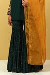 Shop_Ikshita Choudhary_Green Georgette, Tissue Embroidery Round Hand Cuff Sleeve Kurta Gharara Set _Online_at_Aza_Fashions