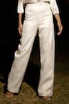 Shop_ZWAAN_Ivory Satin Plain Wide Leg Pant  _Online_at_Aza_Fashions