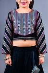 Shop_Shining Kanika_Black Velvet Embellished Linear Pleated And Border Lehenga Set_Online_at_Aza_Fashions